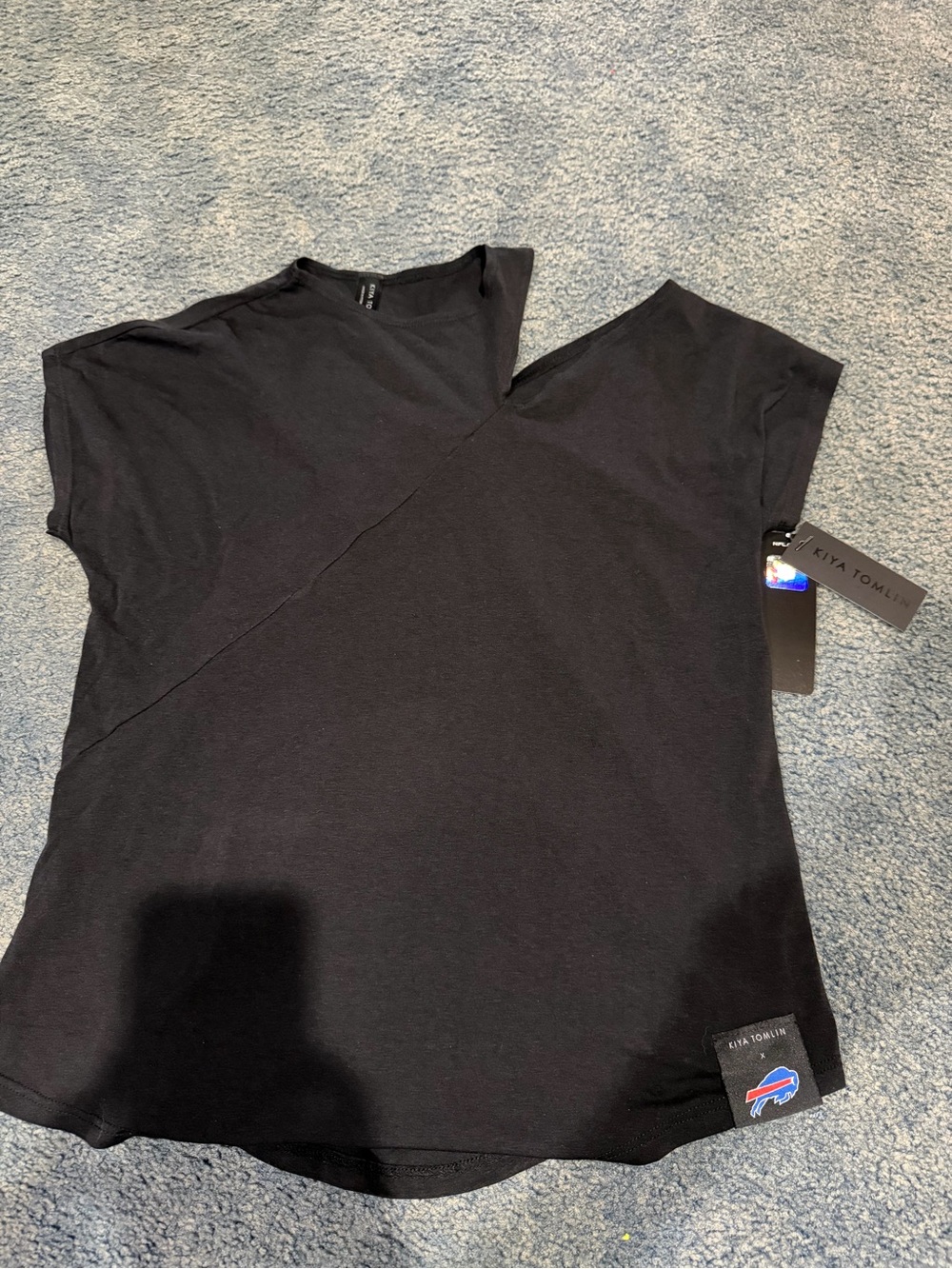 NFL Black Short Sleeve Women’s Tee with Diagonal Seam